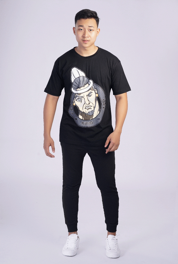 King  Design Printed T-shirt (Black)